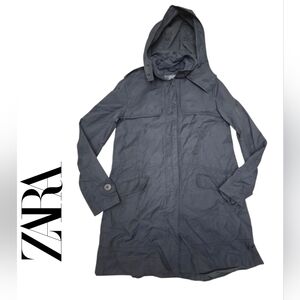 Zara Basic Outerwear Navy Rain Trench Coat EUC Size XS